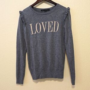 White House Black Market Ruffle Shoulder Loved Sweater small